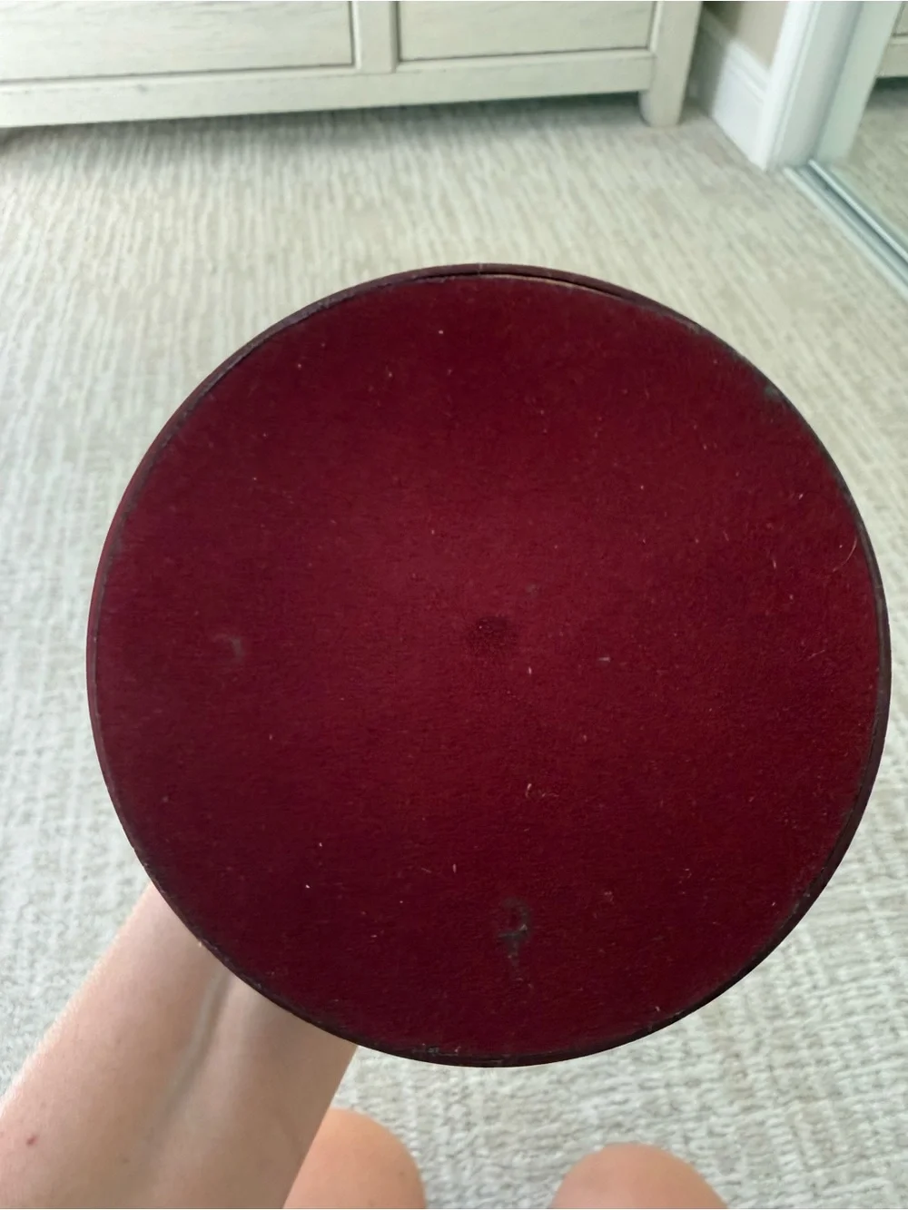 Gucci Oval Vanity Mirror in Dark Red with Gold Stud Trim